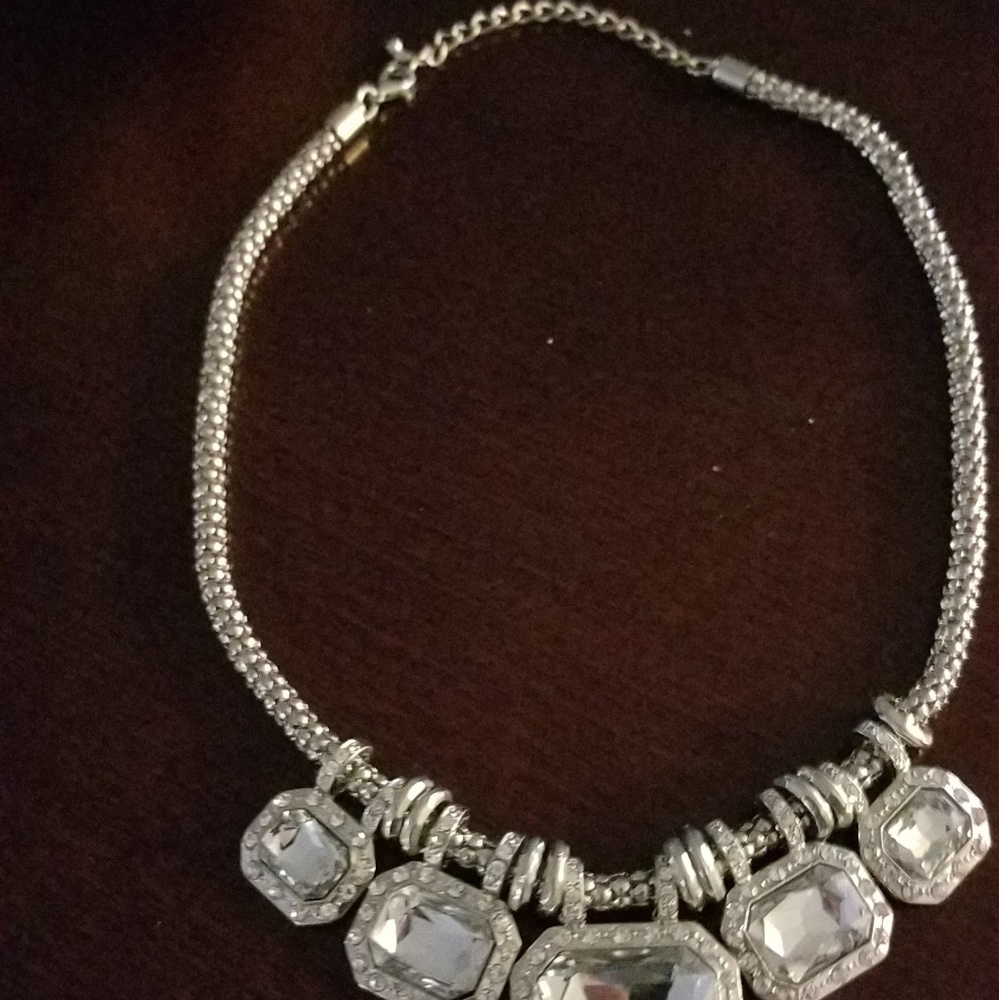 Necklace in silver and imitation of brilliants ... - Picture 2 of 3